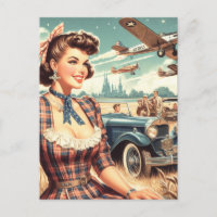 Ilustração da Garota da Vintage Bonita