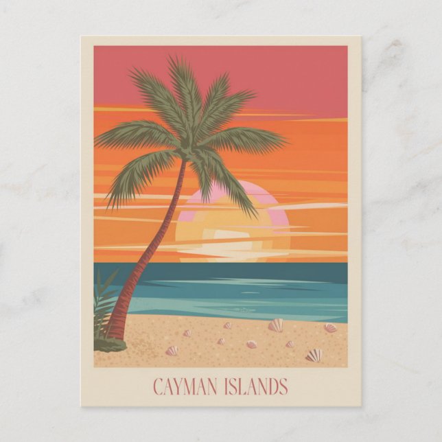 Cartão Postal Ilustração da Ilha Cayman (Frente)