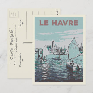 Cartão Postal Ilustração da marina Le Havre à vela França