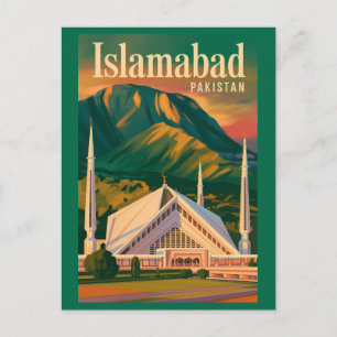 Cartão Postal Ilustração da Mesquita Faisal Islamabad Paquistão