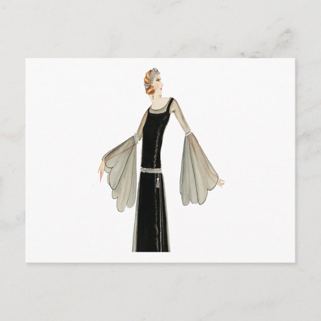 Cartão Postal Ilustração da Moda das Damas de 1920 (Frente)