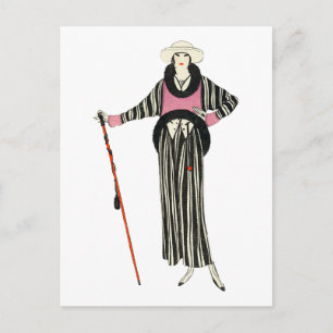 Cartão Postal Ilustração da Moda das Mulheres de 1920