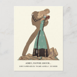 Cartão Postal Ilustração da Moda de Amor e Pobre Adeus do Lepape