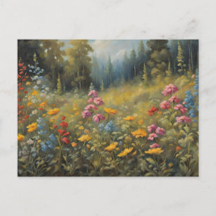 Cartão Postal Ilustração da Natureza de Florestas Selvagens