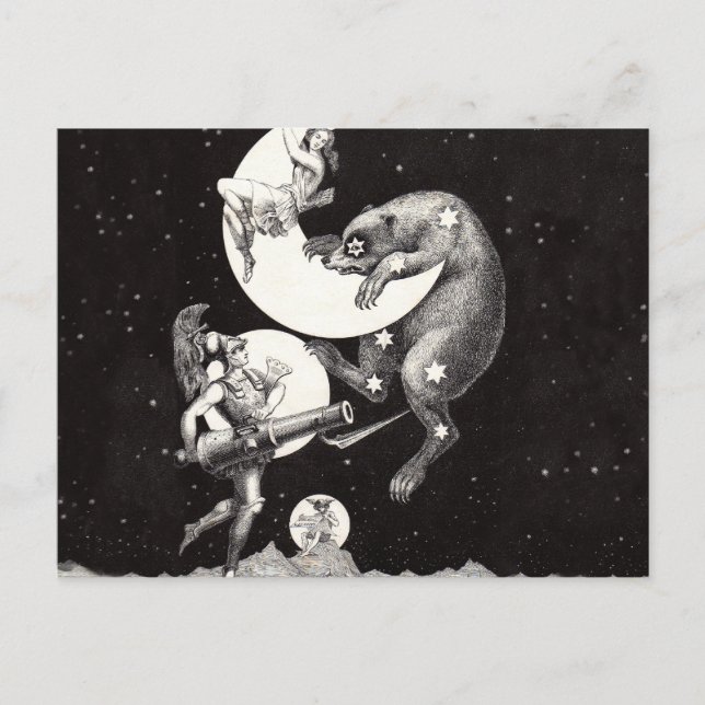 Cartão Postal Ilustração da Noite de Deus do Universo Celestial  (Frente)