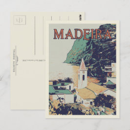 Cartão Postal Ilustração da paisagem da Madeira em Portugal