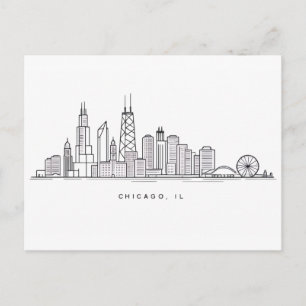Cartão Postal Ilustração da paisagem urbana de Chicago IL