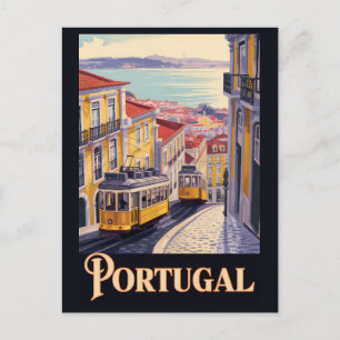 Cartão Postal Ilustração da paisagem urbana de Lisboa em Portuga