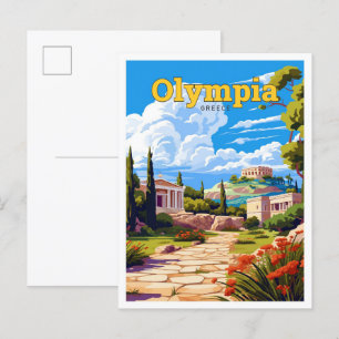 Cartão Postal Ilustração da pintura de Viagem da Grécia Olympia