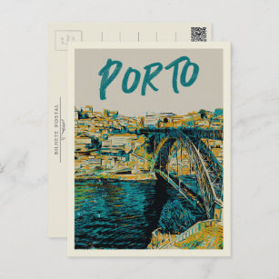Cartão Postal Ilustração da ponte do rio Porto Douro em Portugal