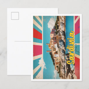 Cartão Postal Ilustração da Pop Art Viagem da Sardenha Itália