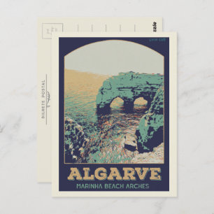 Cartão Postal Ilustração da praia da Marinha Algarve Portugal