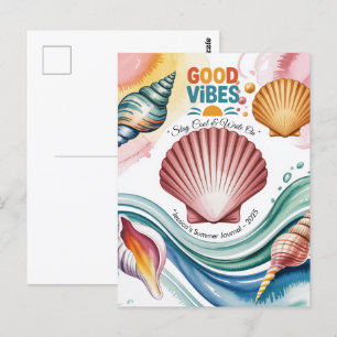 Cartão Postal Ilustração da Praia Retro da Summer Vibes