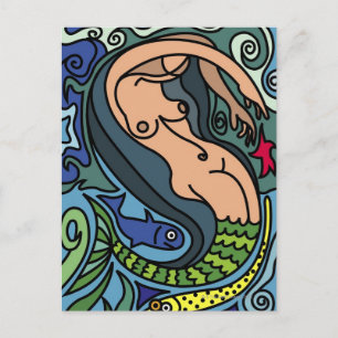 Cartão Postal Ilustração da Sereia