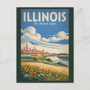 Cartão Postal Ilustração da Silhueta de Chicago Illinois Arte de