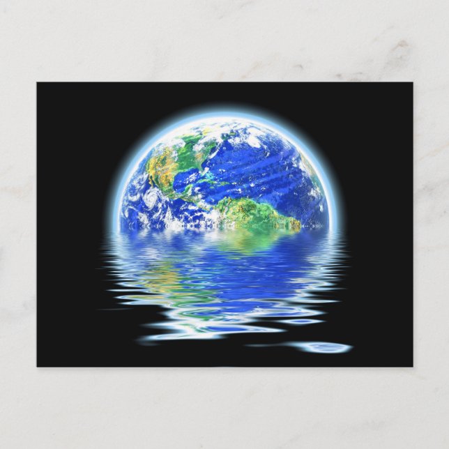 Cartão Postal Ilustração da Terra Inundada pelo Aquecimento Glob (Frente)