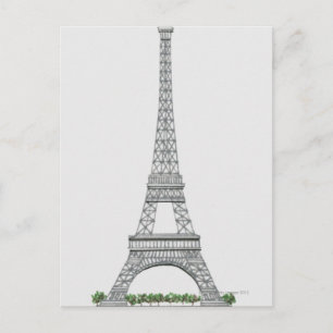 Cartão Postal Ilustração da Torre Eiffel em Paris, França.