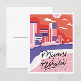 Cartão Postal Ilustração da Viagem de Arte de Miami Florida