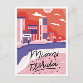 Cartão Postal Ilustração da Viagem de Arte de Miami Florida
