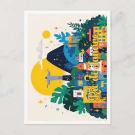 Cartão Postal Ilustração da Viagem Pop de Arte do Rio de Janeiro