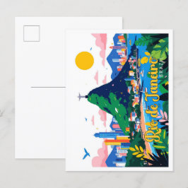 Cartão Postal Ilustração da Viagem Pop de Arte do Rio de Janeiro