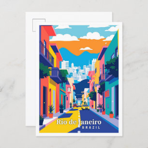 Cartão Postal Ilustração da Viagem Pop de Arte do Rio de Janeiro