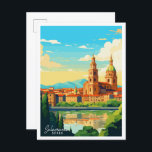 Cartão Postal Ilustração da viagens vintage da Espanha Salamanca<br><div class="desc">Ilustração do local da viagens vintage da Espanha Salamanca</div>