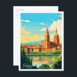 Cartão Postal Ilustração da viagens vintage da Espanha Salamanca<br><div class="desc">Ilustração do local da viagens vintage da Espanha Salamanca</div>