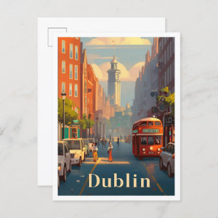 Cartão Postal Ilustração da Viagens vintage da Irlanda de Dublin