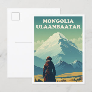 Cartão Postal Ilustração da Viagens vintage da Mongólia de Ulaan
