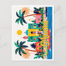 Cartão Postal Ilustração da Viagens vintage de Abstrato da Miami