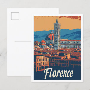 Cartão Postal Ilustração da Viagens vintage de Arte da Florence 