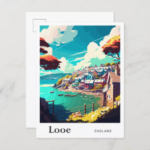 Cartão Postal Ilustração da Viagens vintage de Arte da Looe Engl