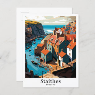 Cartão Postal Ilustração da Viagens vintage de Arte da Staithes