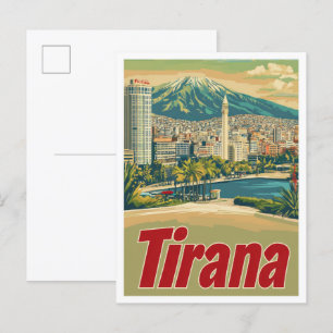 Cartão Postal Ilustração da Viagens vintage de Arte da Tirana Al