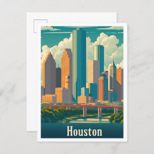 Cartão Postal Ilustração da Viagens vintage de Arte de Houston T