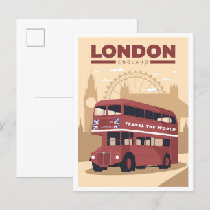 Cartão Postal Ilustração da Viagens vintage de Arte de Londres I