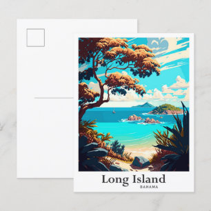 Cartão Postal Ilustração da Viagens vintage de Arte de Long Isla