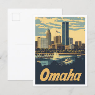 Cartão Postal Ilustração da Viagens vintage de Arte de Omaha Neb