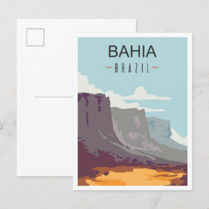 Cartão Postal Ilustração da Viagens vintage de Arte do Brasil Ba