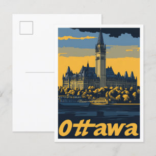 Cartão Postal Ilustração da Viagens vintage de Arte do Canadá Ot