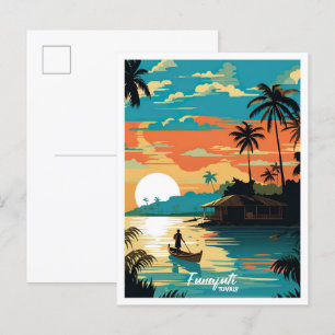 Cartão Postal Ilustração da Viagens vintage de Arte do Funafuti 