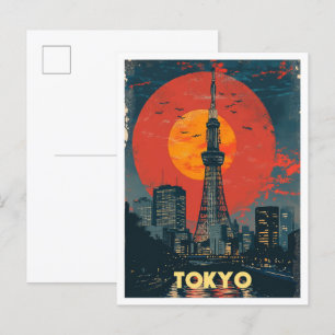 Cartão Postal Ilustração da Viagens vintage de Arte do Japão em 
