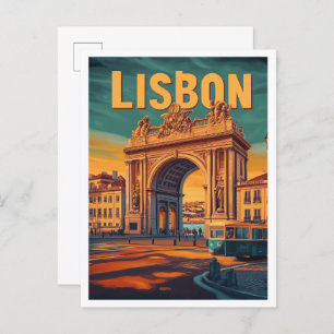 Cartão Postal Ilustração da Viagens vintage de Arte em Portugal