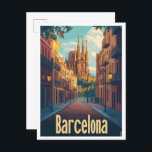 Cartão Postal Ilustração da Viagens vintage de Arte Espanha de B<br><div class="desc">Ilustração do lugar da Viagens vintage de Arte Espanha de Barcelona</div>