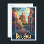 Cartão Postal Ilustração da Viagens vintage de Arte Espanha de B<br><div class="desc">Ilustração do lugar da Viagens vintage de Arte Espanha de Barcelona</div>