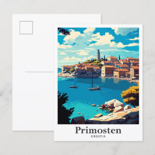 Cartão Postal Ilustração da Viagens vintage de Arte Primosten Cr