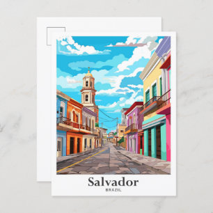 Cartão Postal Ilustração da Viagens vintage de Arte Salvador Bra