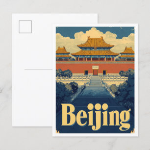 Cartão Postal Ilustração da Viagens vintage de Beijing China