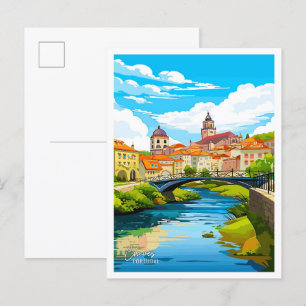 Cartão Postal Ilustração da Viagens vintage de Chaves Portugal